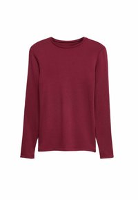 Czarna bluzka z długim rękawem i okrągłym dekoltem, wykonana z miękkiego, elastycznego materiału. Prosty design bez wzorów i elementów metalowych.