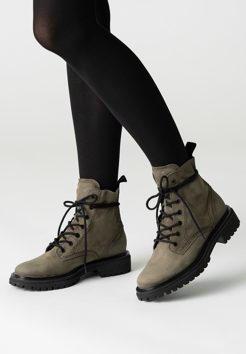 Paul Green Botines con cordones - olive