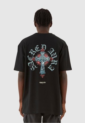 CROSS X HEAVY OVERSIZED - Nyomott mintás póló - black