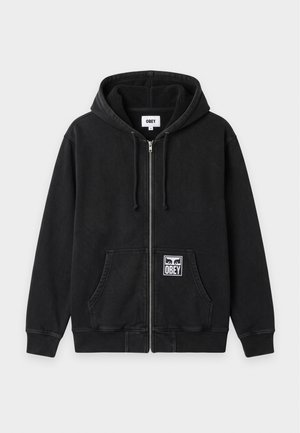 Obey Clothing, POST ZIP HOOD - Суитшърт с цип - dusty black limo