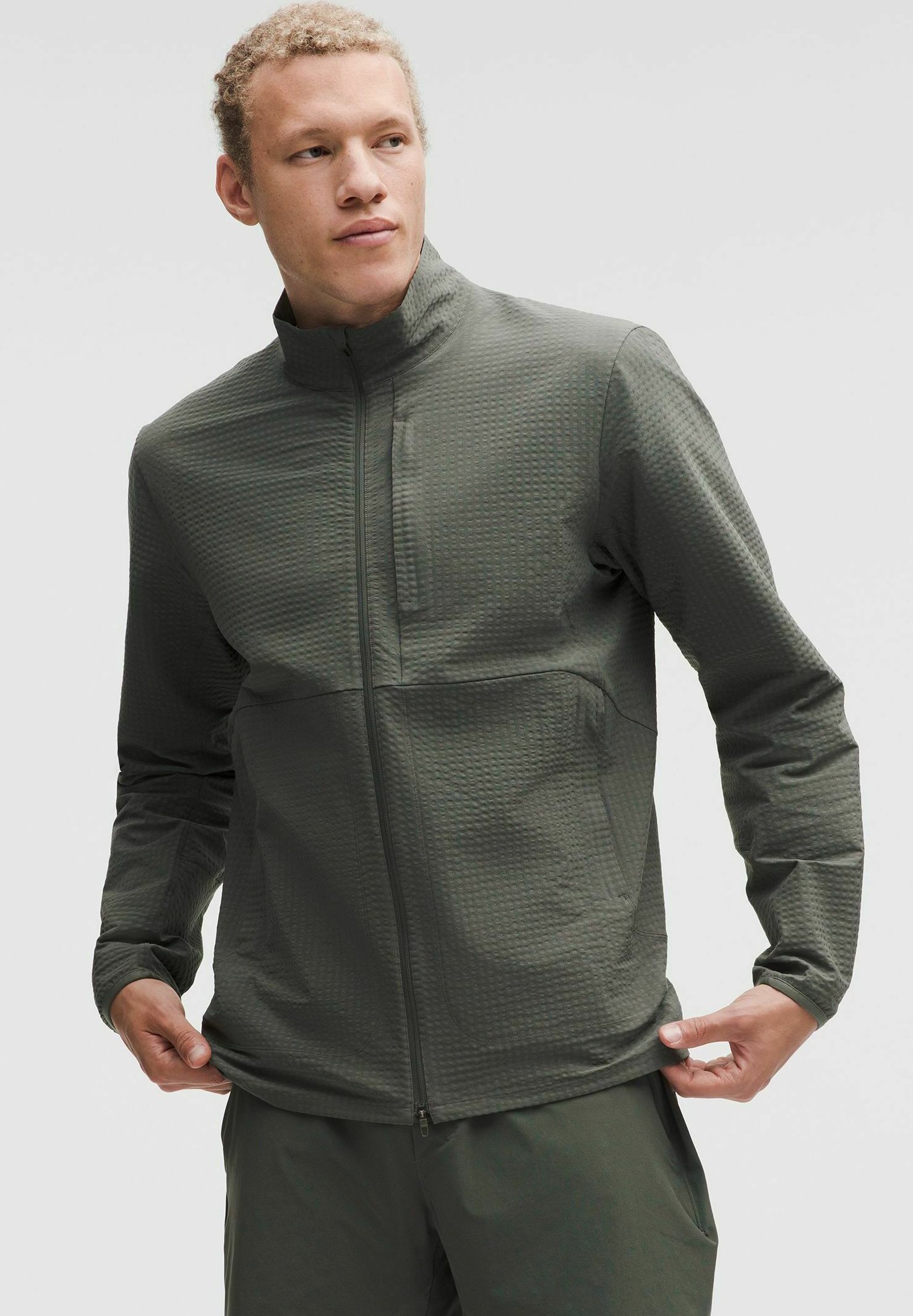 Deliveroo Full Zip Hooded Waterproof Jacket Green/Grey In Deliveroo Full Zip Hooded Waterproof Jacket Green/Grey In