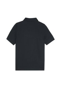 Sort polo t-shirt med klassisk krave og korte ærmer. Fremstillet af bomuldsstof med en glat tekstur og uden synlige mønstre eller detaljer.