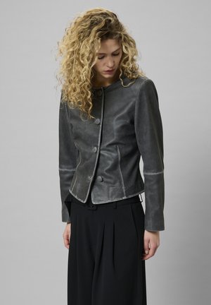 BIBI - Leather jacket - medium grey retro wash