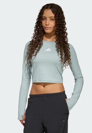 JUNIOR TECHFIT CROP  - Camiseta de manga larga - sage/white