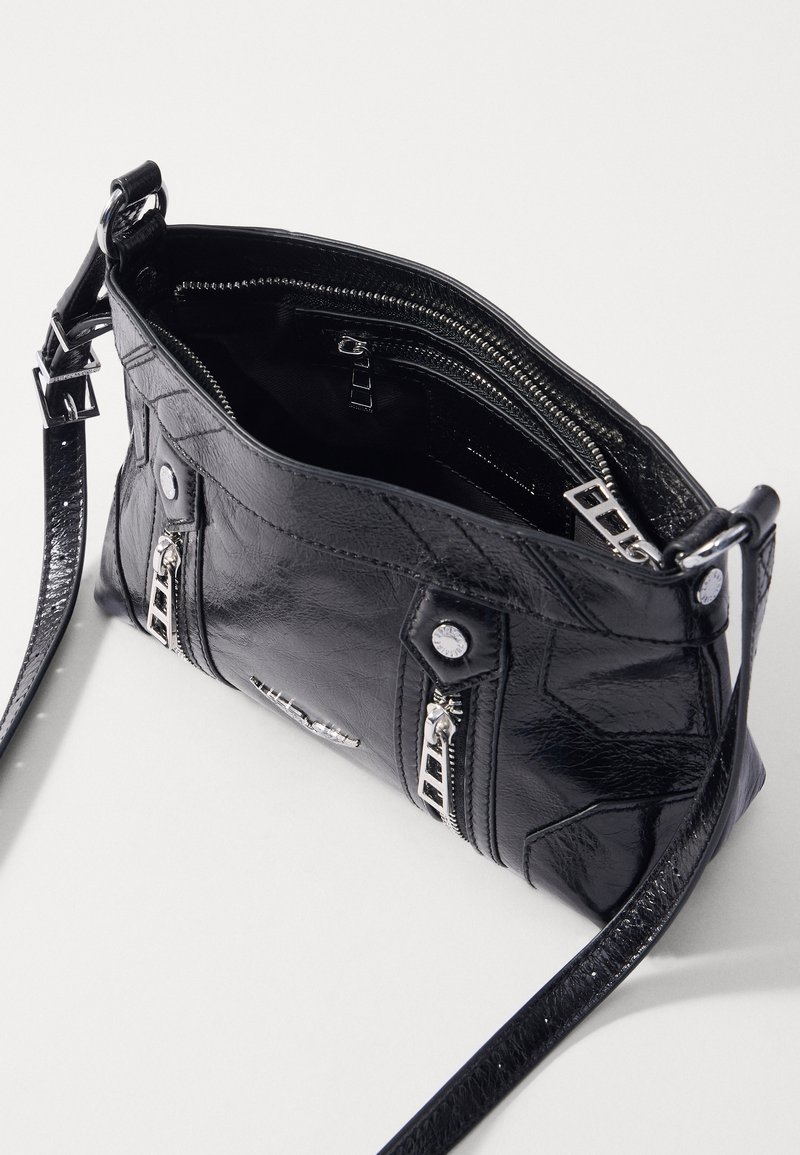 Sac Bandoulière Vintage Années 90 - Simili Cuir Noir, Taille Moyenne, Occasion Bon état