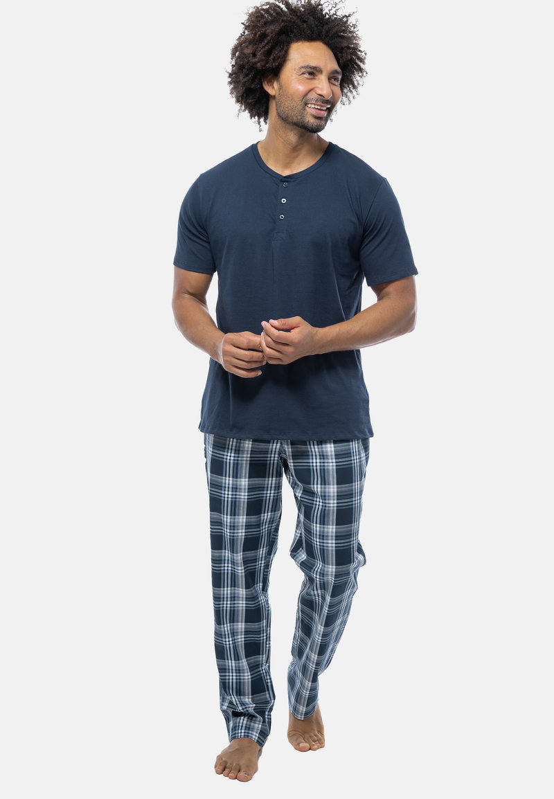 Pantaloni Lounge Schiesser Mix &amp; Relax In Cotone Blu Scuro A Righe &ndash; Uomo