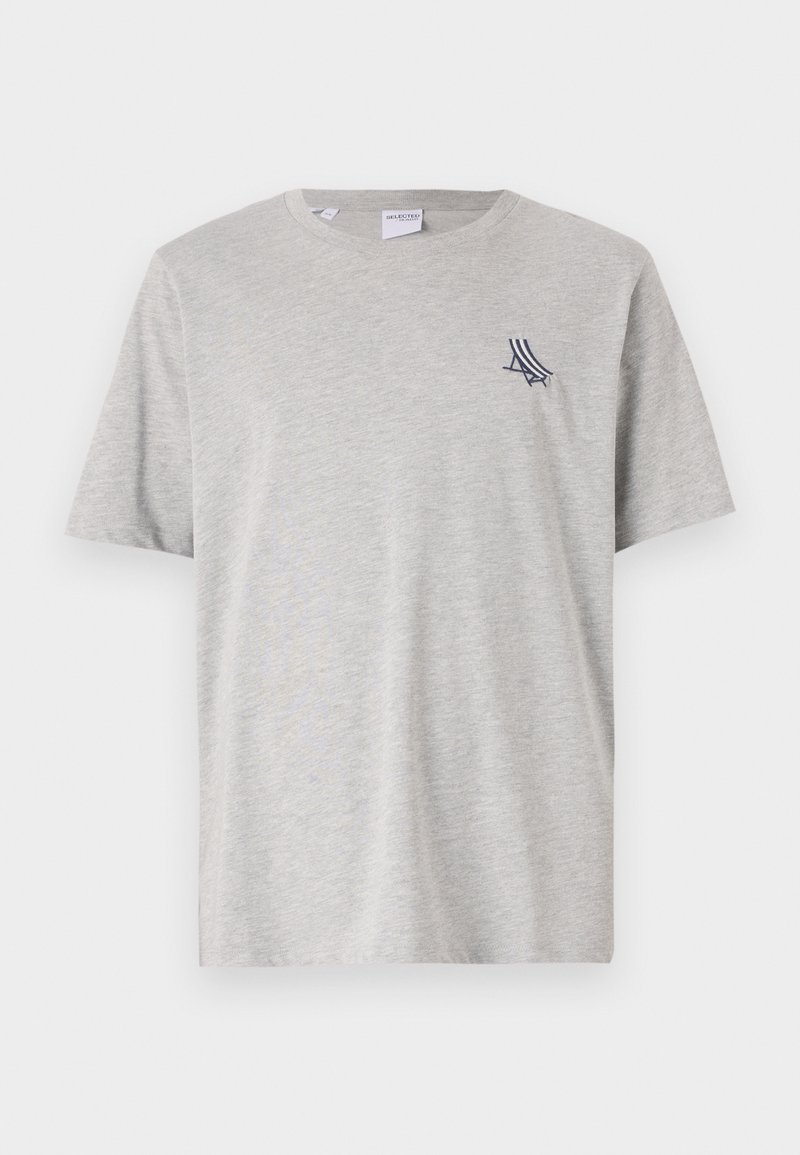 Selected Homme T-shirt basic lichtgrijs gemêleerd
