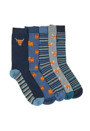 5 PAIRS OF HIGHLAND COW. - Socken - navy multi