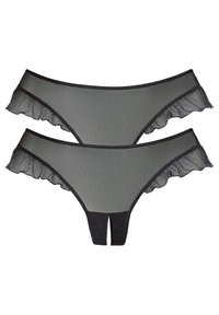 LASCANA - PETITE FLEUR GOLD THONG OUVERT 2 PACK - Stringi - 2x black Miniatūras attēls 1