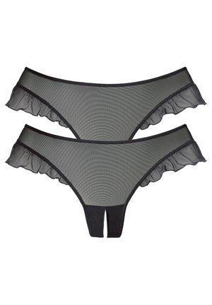 PETITE FLEUR GOLD THONG OUVERT 2 PACK - Stringi - 2x black