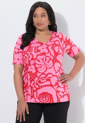 GRAFISCHER A-LINIE V-AUSSCHNITT HALBARM - T-shirts print - light pink