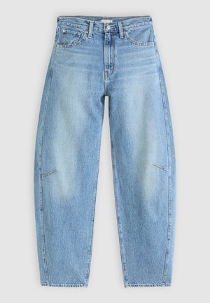 Lyseblå denimjeans med avslappet passform, med høy midje, rette ben og subtile sømdetaljer på frontlommene.