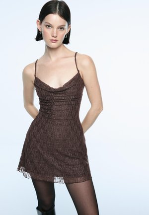 MINI WITH STRAPS - Jurk - dark brown
