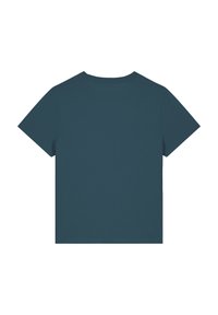 Korte mouwen t-shirt in diep teal, relaxte pasvorm, ronde hals, gemaakt van zachte katoenstof, met een gladde textuur en zonder zichtbare patronen.