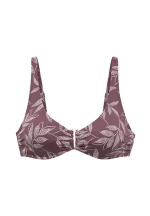 Bikini-Top - aubergine bedruckt