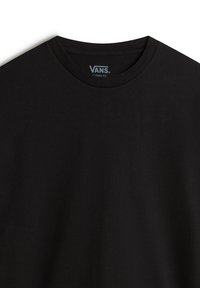 Black cotton T-shirt featuring a crew neckline and "VANS" logo tag. Classic fit, smooth texture, and no additional patterns or accents.