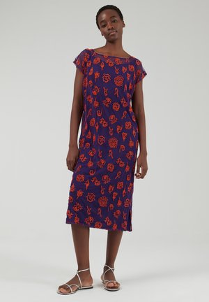 EMBROIDERED KAFTAN - Jurk - dark purple and orange