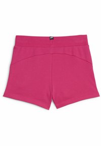 Shorts roz din bumbac, cu o talie elastică lată, cusături plate și buzunare laterale în unghi. Design simplu, potrivit pentru îmbrăcăminte sportivă.