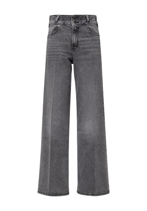 Brede jeans van grijze denim. Voorzien van een knoop- en ritssluiting, een ontwerp met vijf zakken en subtiele vervaging detail in de stof.