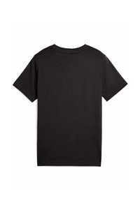 Zwarte katoen t-shirt met korte mouwen, een ronde hals en een eenvoudig ontwerp. Gladde textuur en geen zichtbare patronen of hardware.
