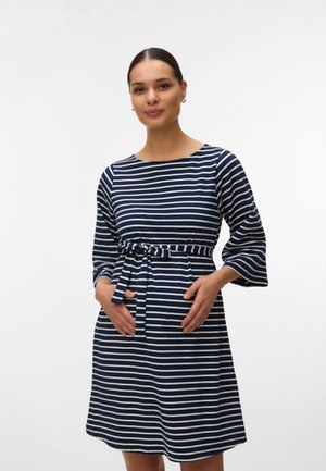 MAMALICIOUS MLAMILA 34 JRS SHORT DRESS - Denné šaty - navy blazer stripes:birch