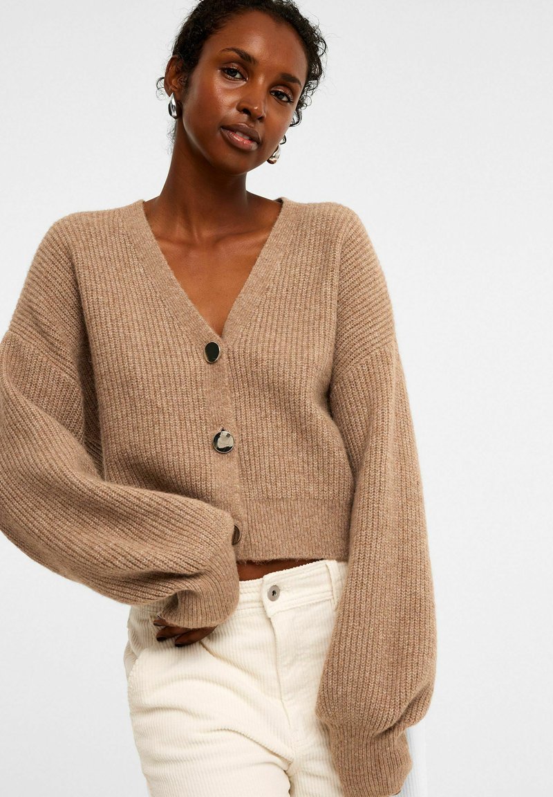 Kappahl MED PUFFÄRMAR - Cardigan - Beige mélange