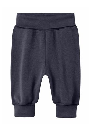 Dunkelgraue Jogginghose aus weichem Stoff, mit einem elastischen Bund und elastischen Bündchen an den Knöcheln, in entspannter Passform.