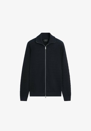 Massimo Dutti, 100% COTTON BRAIDED KNIT CARDIGAN - Vest - mottled dark blue