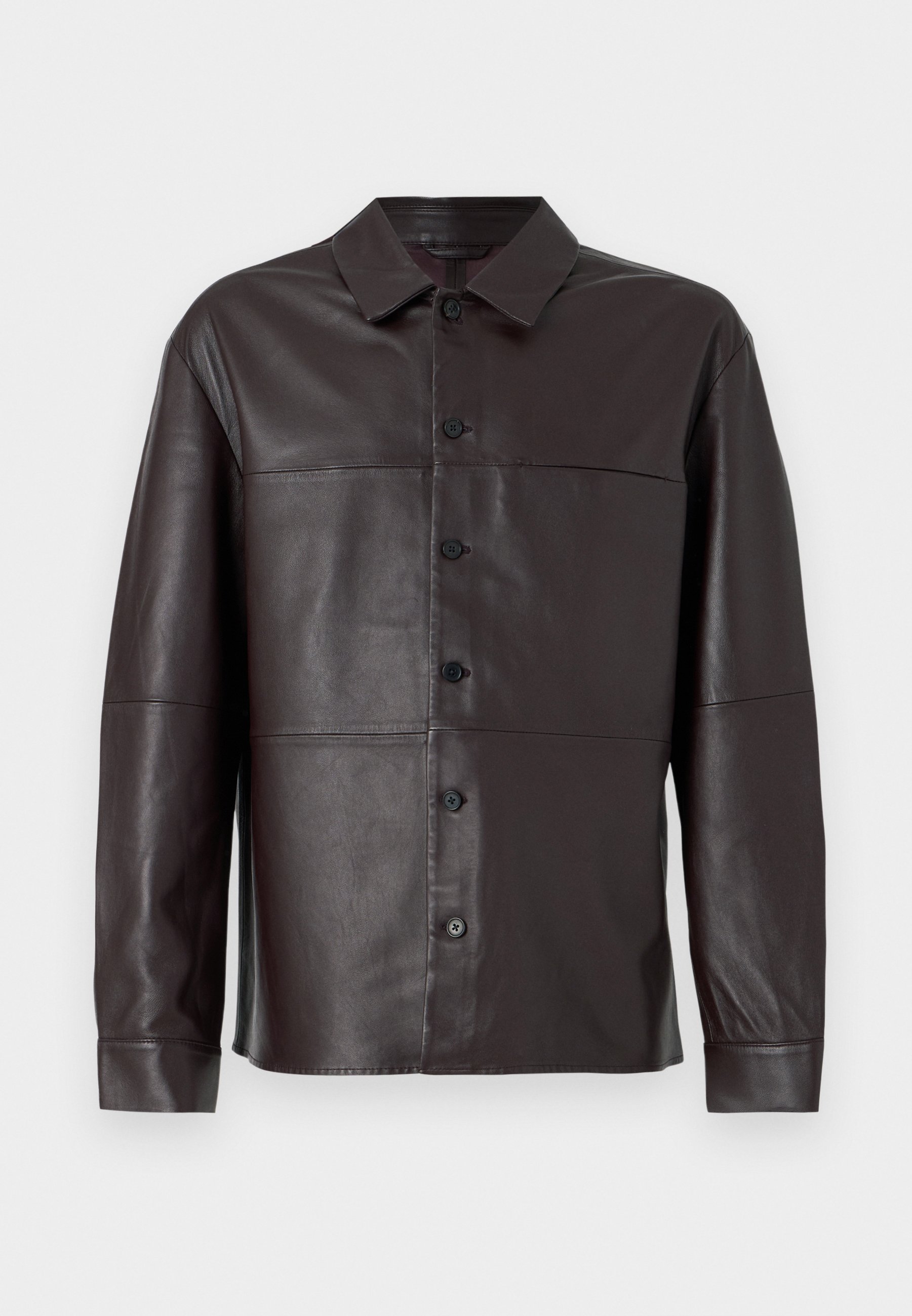 Calvin Klein RELAXED SHIRT - Kožená bunda - mocha brown