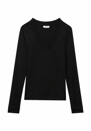 Reiss REGULAR FIT - BRADY V-NECK - Tops ar garām piedurknēm - black
