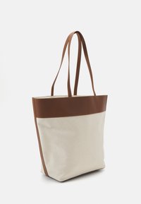 Zign LEATHER MIX - Velká kabelka - cognac/off-white