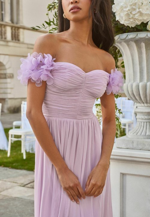 strapless open back dress Ladivine CD875 Size 12 Lavender Long Fitted Satin Maxi Slit Prom Dress Off The Shoulder Corset Formal Gown