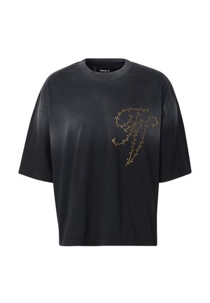 FAVELA, TRIBAL EMBROIDERY RIVET T-SHIRT - T-shirt imprimé - vintage black
