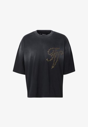 FAVELA, TRIBAL EMBROIDERY RIVET T-SHIRT - T-shirt imprimé - vintage black