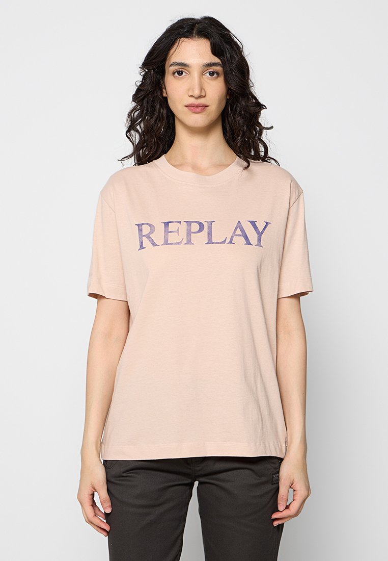 Replay T-shirt print roze Replay T-shirt print roze