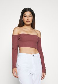 Missguided Petite - SQUARE NECK CROPPED JUMPER - Pitkähihainen paita - mocha - 0