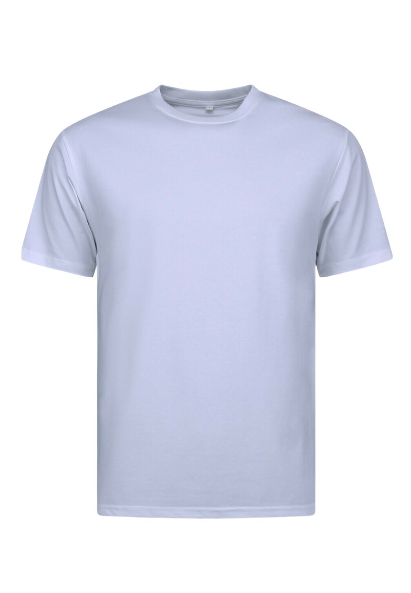 Wit t-shirt met korte mouwen van glad katoen, met een ronde hals en een losse pasvorm zonder patronen of accenten.