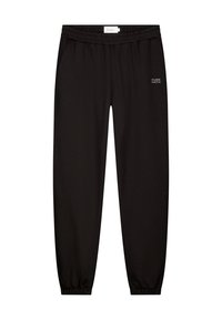 Zwarte joggingsbroek van een zachte stof. Heeft een elastische tailleband, zijzakken en een klein logo op de linkerdij. Met elastische boorden bij de enkels.