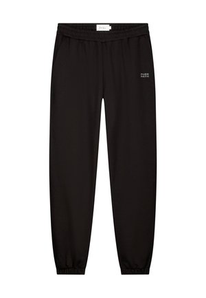 Zwarte joggingsbroek van een zachte stof. Heeft een elastische tailleband, zijzakken en een klein logo op de linkerdij. Met elastische boorden bij de enkels.