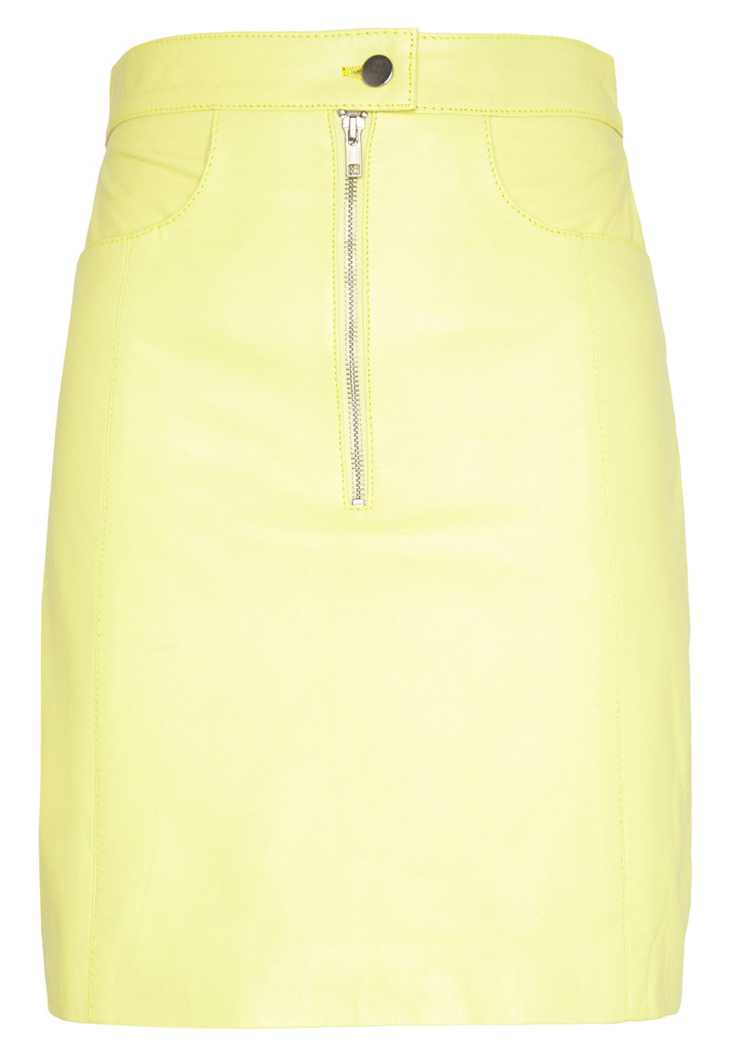 Hosbjerg Rudy Skirt Jupe En Cuir Yellow Jaune Zalando Fr