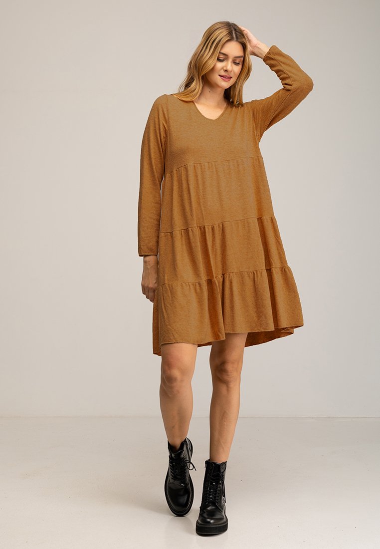 Tantra Gebreide jurk camel