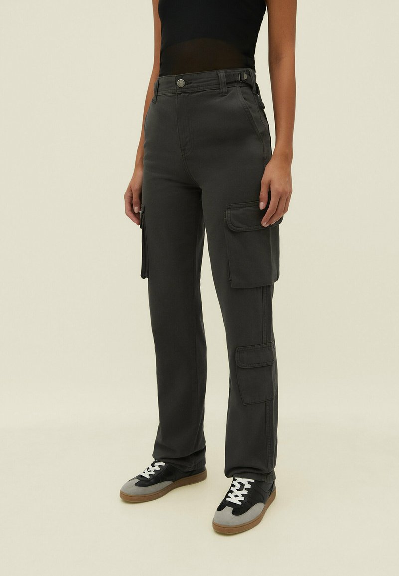 Stradivarius ADJUSTABLE WAIST Pantaloni cargo dark grey/grigio