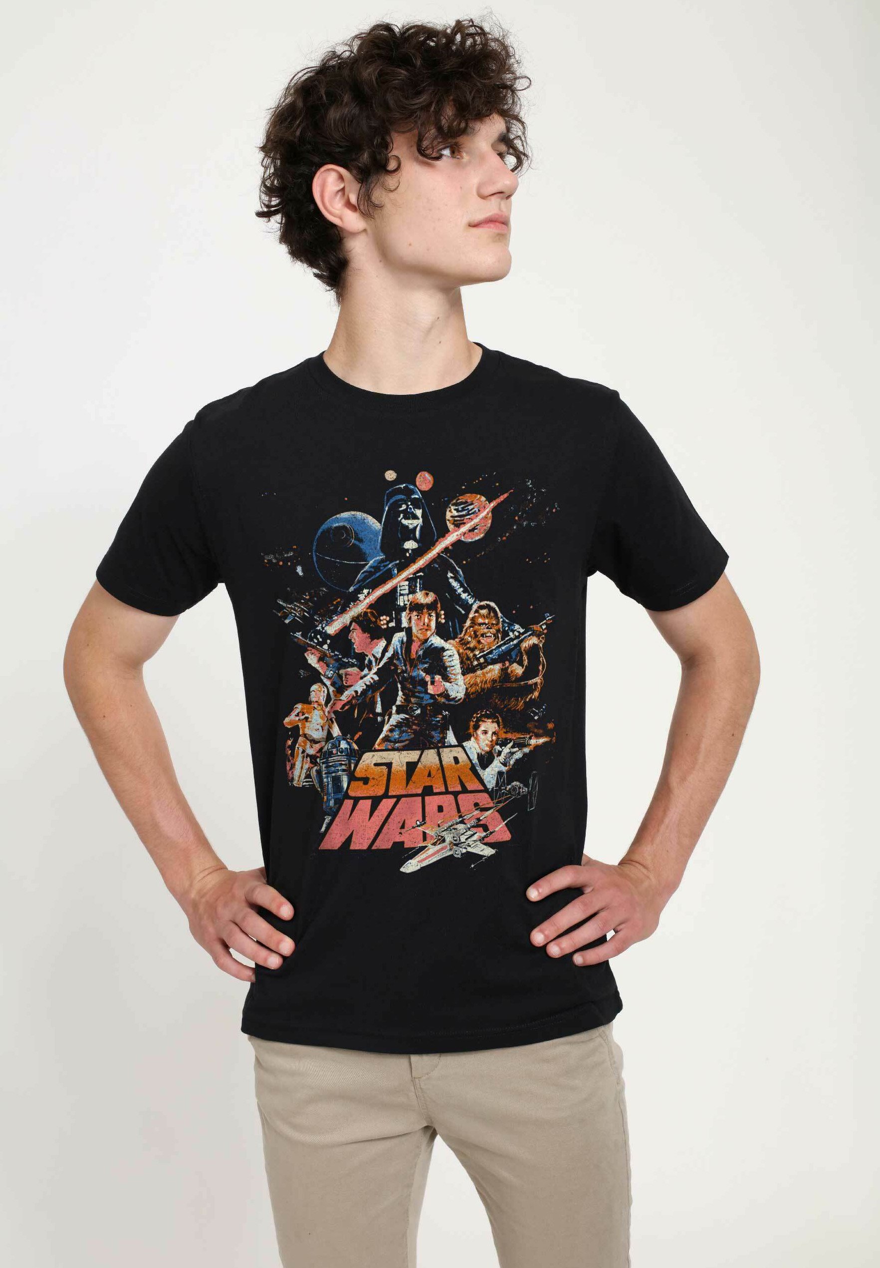 Maglietta Uomo STAR WARS Old School Metal - Corto, Stamapato USA