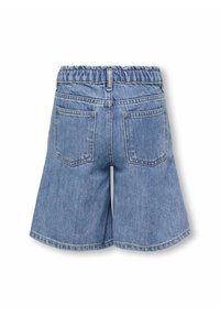 Spijkerbroeken shorts met een ontspannen pasvorm, lichtblauwe kleur, elastische tailleband en twee achterzakken. De zoom is gestikt met een klassieke afwerking.