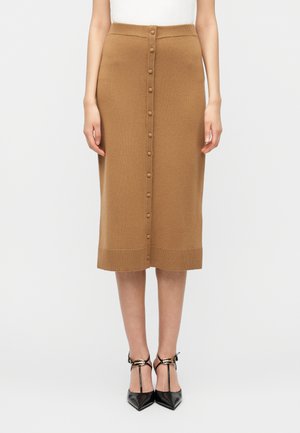 BUTTON DETAIL SKIRT - Falda de tubo - camel