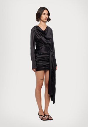 WAIST TIE DRAPED DRESS - Cocktail dress / Party dress - black