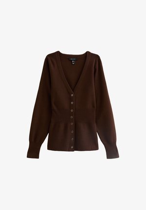 New Look COMPACT PEPLUM HEM - Cardigan - dark brown