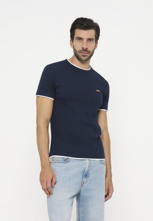 Pier One, DOUBLE LAYER HEM SHORT SLEEVE TEE - T-shirt basique - sky captain/white