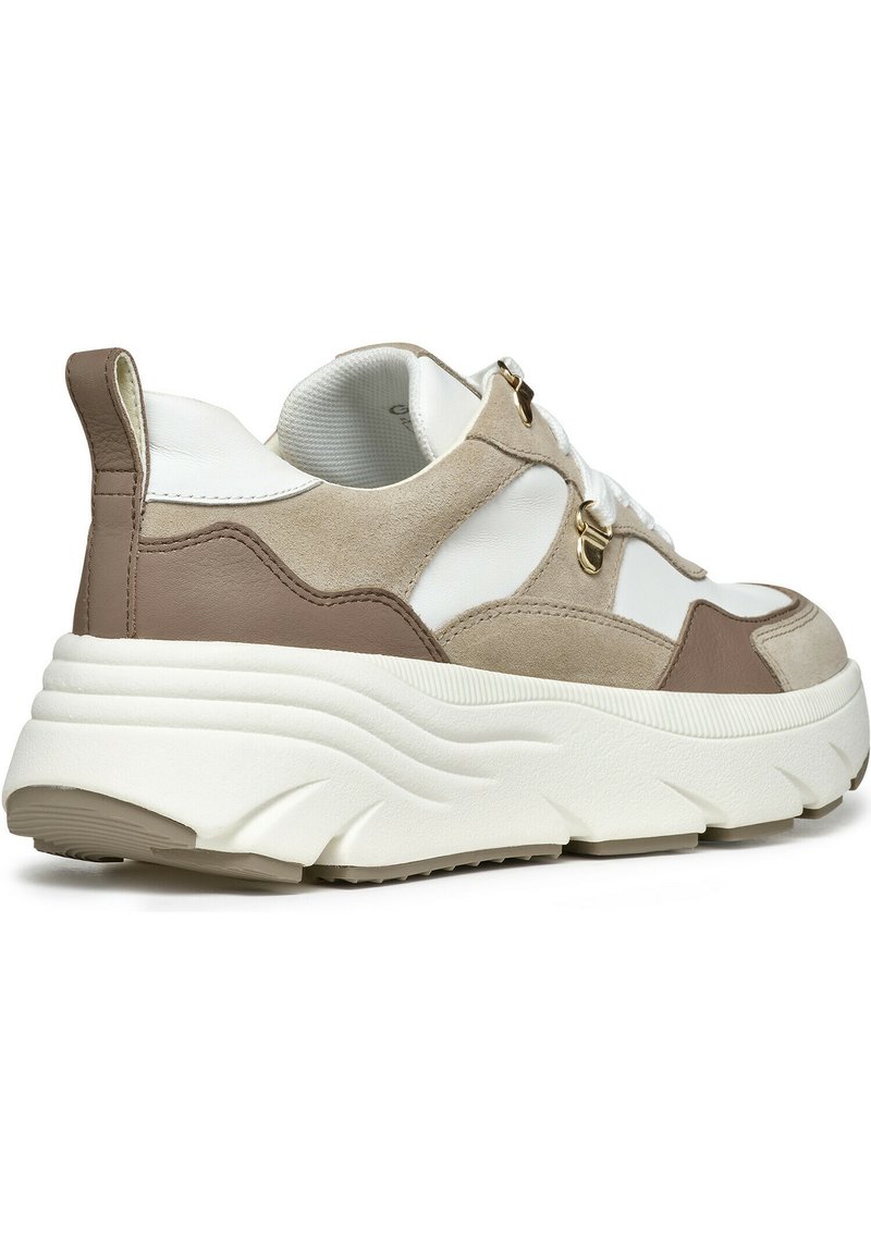 Baskets Geox Respira Femme - Cuir Blanc Et Daim Marron - Pointure 41 - Occasion Très Bon état