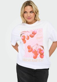 ONLY Carmakoma CARVIVVI - T-shirt med print - bright white